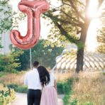 Balon Folie Metalizata Litera J, Embo, 80 cm, Umflati cu Heliu sau Aer, Ambalaj Individual, Pai inclus, Rose Gold - imagine 3