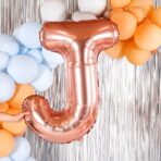 Balon Folie Metalizata Litera J, Embo, 80 cm, Umflati cu Heliu sau Aer, Ambalaj Individual, Pai inclus, Rose Gold - imagine 5