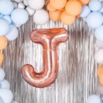 Balon Folie Metalizata Litera J, Embo, 80 cm, Umflati cu Heliu sau Aer, Ambalaj Individual, Pai inclus, Rose Gold - imagine 7