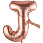 Balon Folie Metalizata Litera J, Embo, 80 cm, Umflati cu Heliu sau Aer, Ambalaj Individual, Pai inclus, Rose Gold - imagine 8