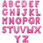 Balon Folie Metalizata Litera K, Embo, 40 cm, Cu Imprimeu Inimioare, Umflati cu Heliu sau Aer, Ambalaj Individual, Pai inclus, Roz - imagine 4