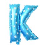 Balon Folie Metalizata Litera K, Embo, 40 cm, Cu Imprimeu Stelute, Umflati cu Heliu sau Aer, Ambalaj Individual, Pai inclus, Albastru - imagine 4
