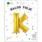 Balon Folie Metalizata Litera K, Embo, 40 cm, Umflati cu Heliu sau Aer, Ambalaj Individual, Pai inclus, Auriu - imagine 2