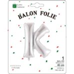 Balon Folie Metalizata Litera K, Embo, 40 cm, Umflati cu Heliu sau Aer, Ambalaj Individual, Pai inclus, Argintiu - imagine 2
