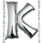 Balon Folie Metalizata Litera K, Embo, 40 cm, Umflati cu Heliu sau Aer, Ambalaj Individual, Pai inclus, Argintiu - imagine 3