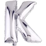 Balon Folie Metalizata Litera K, Embo, 40 cm, Umflati cu Heliu sau Aer, Ambalaj Individual, Pai inclus, Argintiu - imagine 4