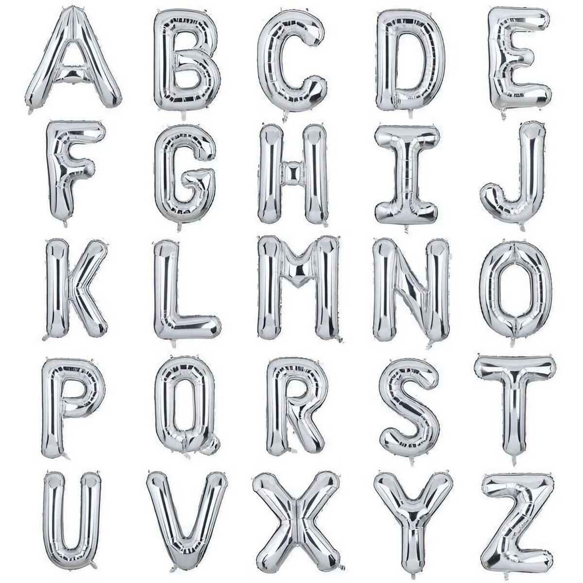 Balon Folie Metalizata Litera K, Embo, 40 cm, Umflati cu Heliu sau Aer, Ambalaj Individual, Pai inclus, Argintiu - imagine 5