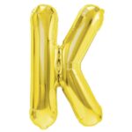 Balon Folie Metalizata Litera K, Embo, 40 cm, Umflati cu Heliu sau Aer, Ambalaj Individual, Pai inclus, Auriu