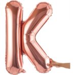 Balon Folie Metalizata Litera K, Embo, 80 cm, Umflati cu Heliu sau Aer, Ambalaj Individual, Pai inclus, Rose Gold - imagine 8