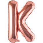Balon Folie Metalizata Litera K, Embo, 80 cm, Umflati cu Heliu sau Aer, Ambalaj Individual, Pai inclus, Rose Gold