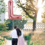 Balon Folie Metalizata Litera L, Embo, 100 cm, Umflati cu Heliu sau Aer, Ambalaj Individual, Pai inclus, Rose Gold - imagine 2