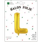Balon Folie Metalizata Litera L, Embo, 40 cm, Umflati cu Heliu sau Aer, Ambalaj Individual, Pai inclus, Auriu - imagine 2