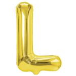 Balon Folie Metalizata Litera L, Embo, 40 cm, Umflati cu Heliu sau Aer, Ambalaj Individual, Pai inclus, Auriu