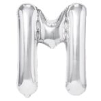 Balon Folie Metalizata Litera M, Embo, 40 cm, Umflati cu Heliu sau Aer, Ambalaj Individual, Pai inclus, Argintiu