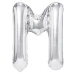 Balon Folie Metalizata Litera M, Embo, 40 cm, Umflati cu Heliu sau Aer, Ambalaj Individual, Pai inclus, Argintiu