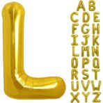 Balon Folie Metalizata Litera L, Embo, 80 cm, Umflati cu Heliu sau Aer, Ambalaj Individual, Pai inclus, Auriu - imagine 5