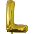 Balon Folie Metalizata Litera L, Embo, 80 cm, Umflati cu Heliu sau Aer, Ambalaj Individual, Pai inclus, Auriu