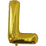 Balon Folie Metalizata Litera L, Embo, 80 cm, Umflati cu Heliu sau Aer, Ambalaj Individual, Pai inclus, Auriu