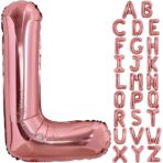 Balon Folie Metalizata Litera L, Embo, 80 cm, Umflati cu Heliu sau Aer, Ambalaj Individual, Pai inclus, Rose Gold - imagine 4