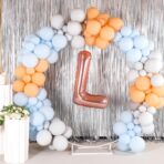 Balon Folie Metalizata Litera L, Embo, 80 cm, Umflati cu Heliu sau Aer, Ambalaj Individual, Pai inclus, Rose Gold - imagine 6