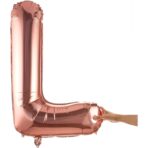 Balon Folie Metalizata Litera L, Embo, 80 cm, Umflati cu Heliu sau Aer, Ambalaj Individual, Pai inclus, Rose Gold - imagine 8