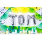 Balon Folie Metalizata Litera M, Embo, 40 cm, Umflati cu Heliu sau Aer, Ambalaj Individual, Pai inclus, Argintiu - imagine 4