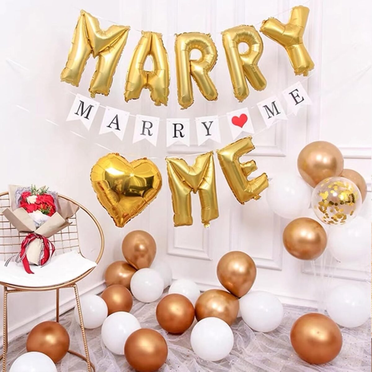 Balon Folie Metalizata Litera M, Embo, 80 cm, Umflati cu Heliu sau Aer, Ambalaj Individual, Pai inclus, Auriu - imagine 9