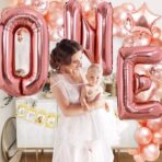 Balon Folie Metalizata Litera N, Embo, 100 cm, Umflati cu Heliu sau Aer, Ambalaj Individual, Pai inclus, Rose Gold - imagine 2