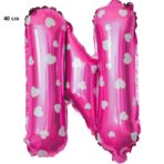 Balon Folie Metalizata Litera N, Embo, 40 cm, Cu Imprimeu Inimioare, Umflati cu Heliu sau Aer, Ambalaj Individual, Pai inclus, Roz - imagine 2