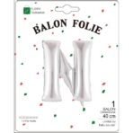 Balon Folie Metalizata Litera N, Embo, 40 cm, Umflati cu Heliu sau Aer, Ambalaj Individual, Pai inclus, Argintiu - imagine 2