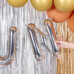 Balon Folie Metalizata Litera N, Embo, 40 cm, Umflati cu Heliu sau Aer, Ambalaj Individual, Pai inclus, Argintiu - imagine 5