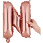 Balon Folie Metalizata Litera N, Embo, 40 cm, Umflati cu Heliu sau Aer, Ambalaj Individual, Pai inclus, Rose Gold - imagine 8
