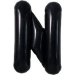 Balon Folie Metalizata Litera N, Embo, 40 cm, Umflati cu Heliu sau Aer, Ambalaj Individual, Pai inclus, Negru