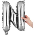 Balon Folie Metalizata Litera N, Embo, 80 cm, Umflati cu Heliu sau Aer, Ambalaj Individual, Pai inclus, Argintiu - imagine 7