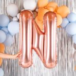 Balon Folie Metalizata Litera N, Embo, 80 cm, Umflati cu Heliu sau Aer, Ambalaj Individual, Pai inclus, Rose Gold - imagine 5