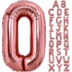 Balon Folie Metalizata Litera O, Embo, 100 cm, Umflati cu Heliu sau Aer, Ambalaj Individual, Pai inclus, Rose Gold - imagine 4