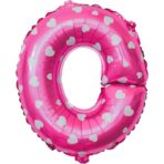 Balon Folie Metalizata Litera O, Embo, 40 cm, Cu Imprimeu Inimioare, Umflati cu Heliu sau Aer, Ambalaj Individual, Pai inclus, Roz