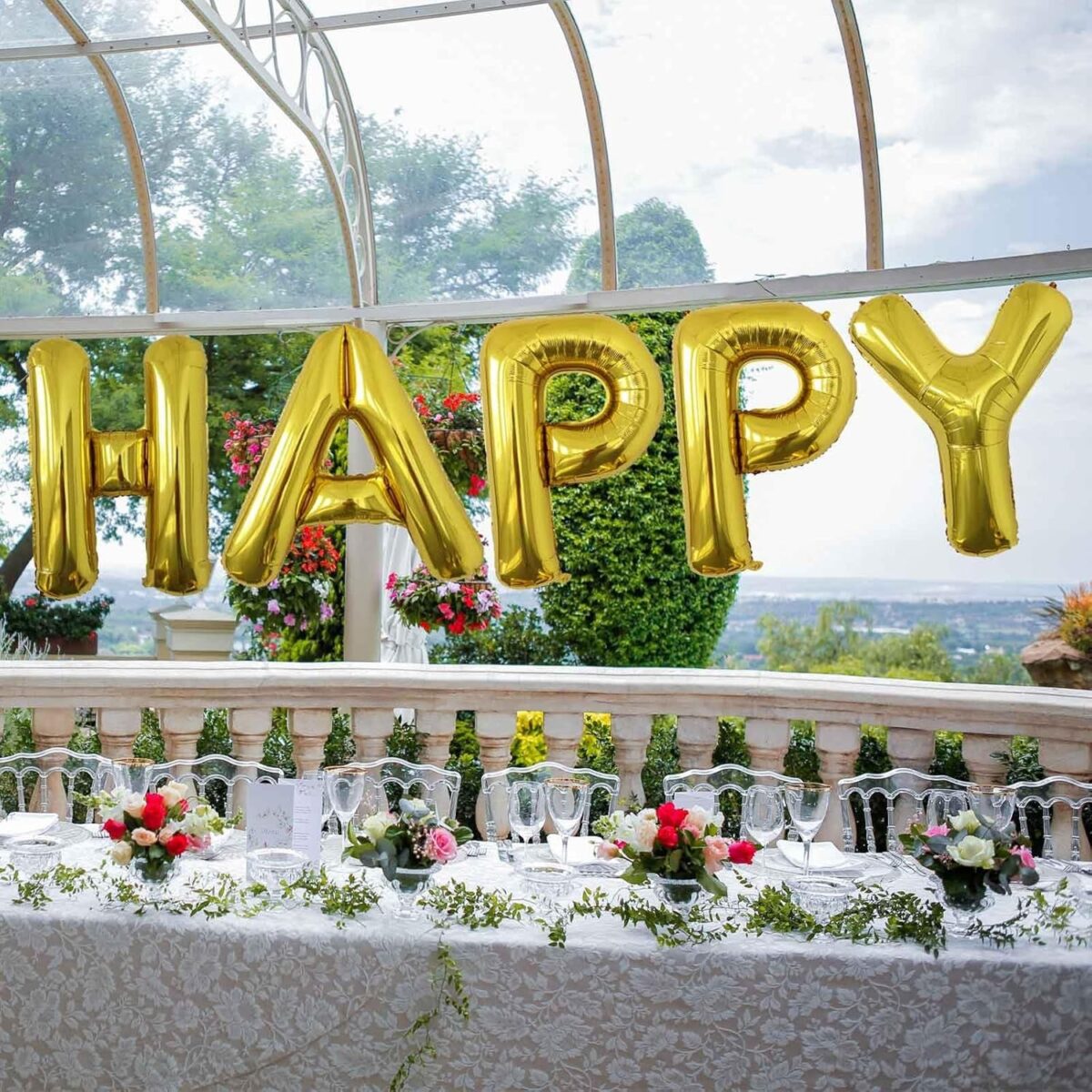 Balon Folie Metalizata Litera P, Embo, 40 cm, Umflati cu Heliu sau Aer, Ambalaj Individual, Pai inclus, Auriu - imagine 3