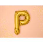 Balon Folie Metalizata Litera P, Embo, 40 cm, Umflati cu Heliu sau Aer, Ambalaj Individual, Pai inclus, Auriu - imagine 4