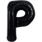 Balon Folie Metalizata Litera P, Embo, 40 cm, Umflati cu Heliu sau Aer, Ambalaj Individual, Pai inclus, Negru - imagine 6