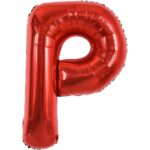 Balon Folie Metalizata Litera P, Embo, 40 cm, Umflati cu Heliu sau Aer, Ambalaj Individual, Pai inclus, Rosu