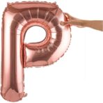 Balon Folie Metalizata Litera P, Embo, 80 cm, Umflati cu Heliu sau Aer, Ambalaj Individual, Pai inclus, Rose Gold - imagine 8