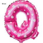 Balon Folie Metalizata Litera Q, Embo, 40 cm, Cu Imprimeu Inimioare, Umflati cu Heliu sau Aer, Ambalaj Individual, Pai inclus, Roz - imagine 2
