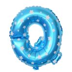 Balon Folie Metalizata Litera Q, Embo, 40 cm, Cu Imprimeu Stelute, Umflati cu Heliu sau Aer, Ambalaj Individual, Pai inclus, Albastru - imagine 3