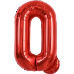 Balon Folie Metalizata Litera Q, Embo, 40 cm, Umflati cu Heliu sau Aer, Ambalaj Individual, Pai inclus, Rosu