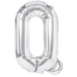 Balon Folie Metalizata Litera Q, Embo, 40 cm, Umflati cu Heliu sau Aer, Ambalaj Individual, Pai inclus, Argintiu