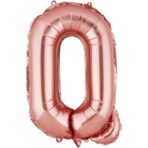 Balon Folie Metalizata Litera Q, Embo, 40 cm, Umflati cu Heliu sau Aer, Ambalaj Individual, Pai inclus, Rose Gold