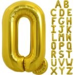 Balon Folie Metalizata Litera Q, Embo, 80 cm, Umflati cu Heliu sau Aer, Ambalaj Individual, Pai inclus, Auriu - imagine 4