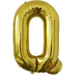Balon Folie Metalizata Litera Q, Embo, 80 cm, Umflati cu Heliu sau Aer, Ambalaj Individual, Pai inclus, Auriu