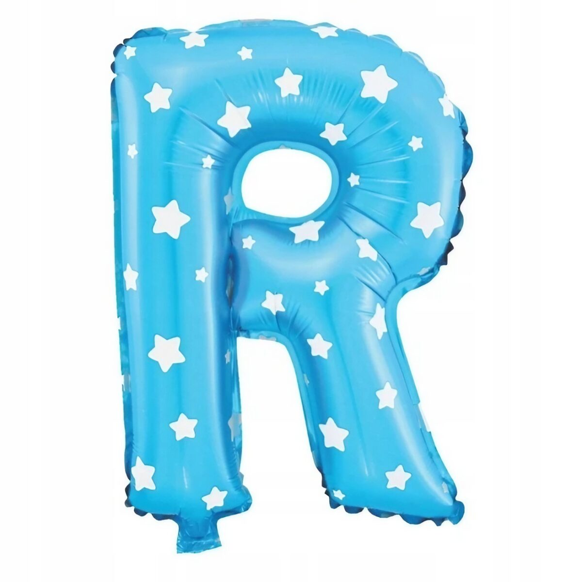 Balon Folie Metalizata Litera R, Embo, 40 cm, Cu Imprimeu Stelute, Umflati cu Heliu sau Aer, Ambalaj Individual, Pai inclus, Albastru - imagine 3